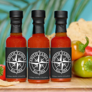 Compass star monogram personalizable emblem hot sauces