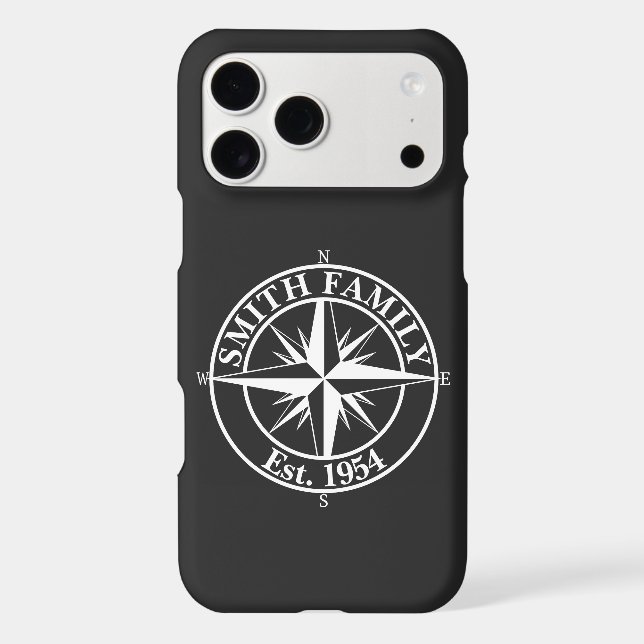 Compass star monogram personalizable emblem iPhone case (Back)
