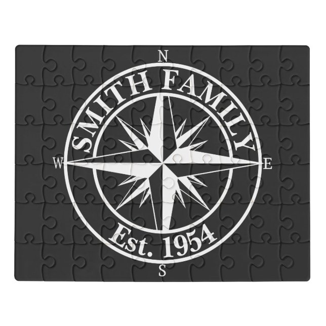 Compass star monogram personalizable emblem jigsaw puzzle (Puzzle Horizontal)