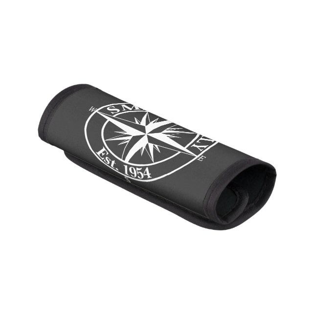 Compass star monogram personalizable emblem luggage handle wrap (Angled)