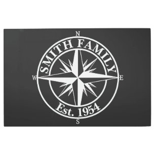 Compass star monogram personalizable emblem metal print