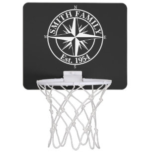 Compass star monogram personalizable emblem mini basketball hoop