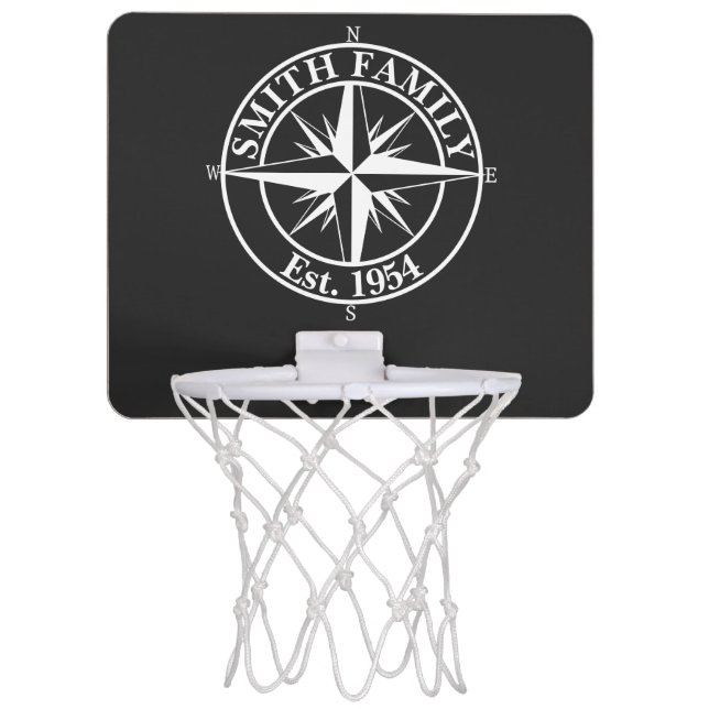 Compass star monogram personalizable emblem mini basketball hoop (Front)