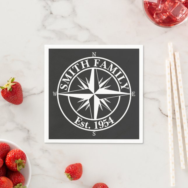 Compass star monogram personalizable emblem napkins (Insitu)