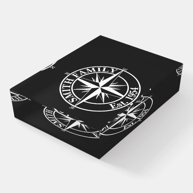 Compass star monogram personalizable emblem paperweight (Angled)