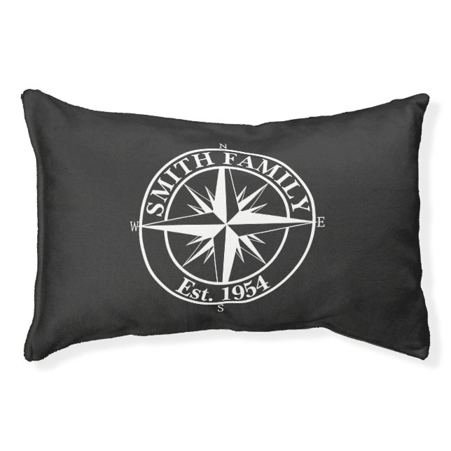 Compass star monogram personalizable emblem pet bed (Front)