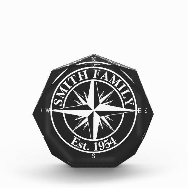 Compass star monogram personalizable emblem photo block (Front)