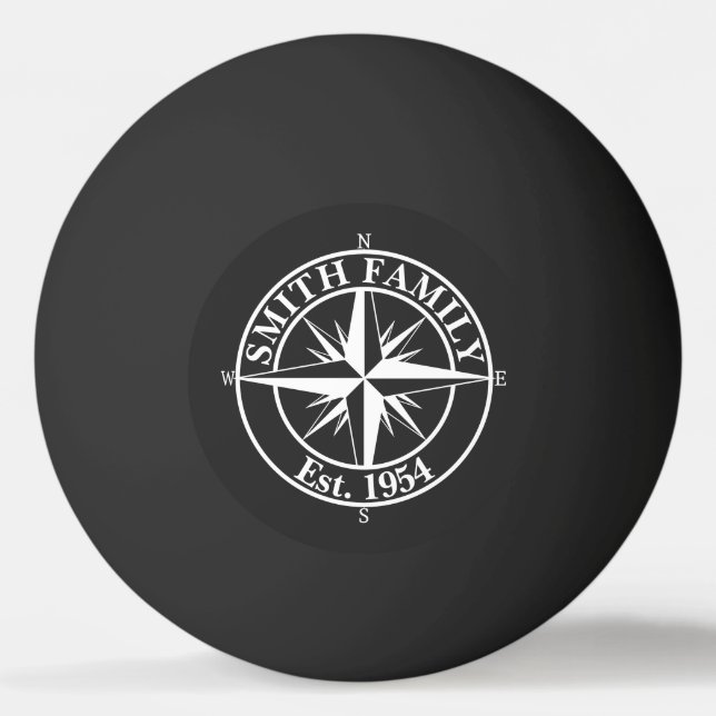 Compass star monogram personalizable emblem ping pong ball (Front)