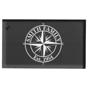 Compass star monogram personalizable emblem place card holder