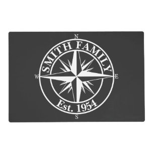 Compass star monogram personalizable emblem placemat