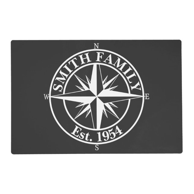 Compass star monogram personalizable emblem placemat (Front)