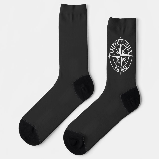 Compass star monogram personalizable emblem socks (Left)