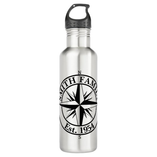 Compass star monogram personalizable emblem stainless steel water bottle