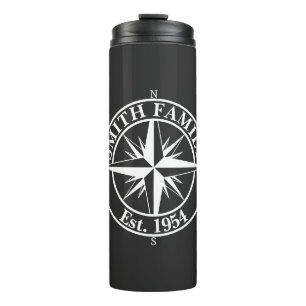 Compass star monogram personalizable emblem thermal tumbler