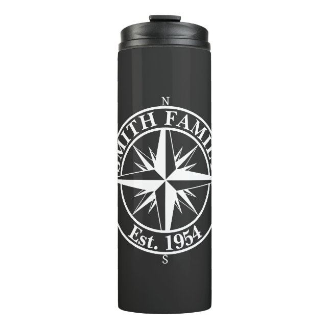Compass star monogram personalizable emblem thermal tumbler (Front)