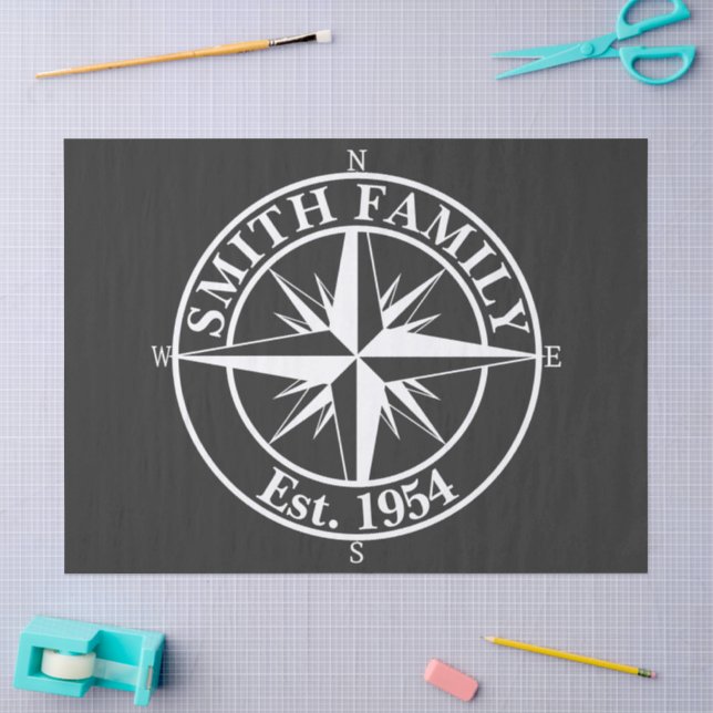 Compass star monogram personalizable emblem tissue paper (Craft)