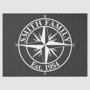 Compass star monogram personalizable emblem tissue paper