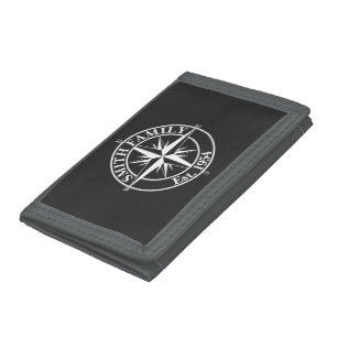 Compass star monogram personalizable emblem trifold wallet