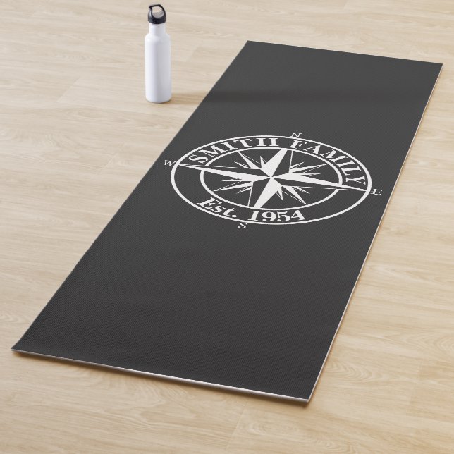 Compass star monogram personalizable emblem yoga mat (In Situ)