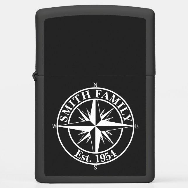 Compass star monogram personalizable emblem zippo lighter (Front)