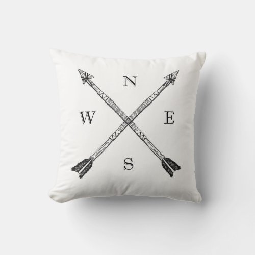 Compass Tribal Arrow Throw Pillow Reversable Geo