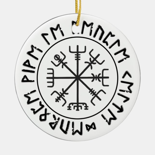 Compass Viking Ceramic Ornament (Front)