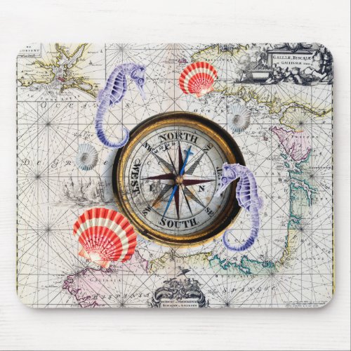 Compass Vintage Nautical Mouse Pad