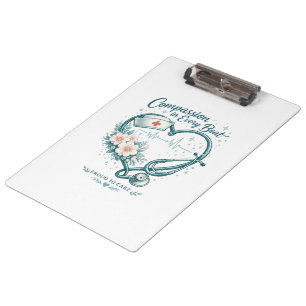 Compassion in Every Beat Nurse Heart Design Clipboard
