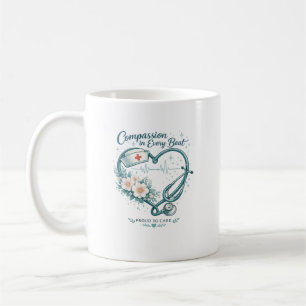 Compassion in Every Beat Nurse Heart Design Coffee Mug