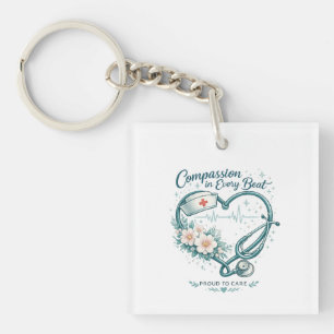 Compassion in Every Beat Nurse Heart Design Keychain