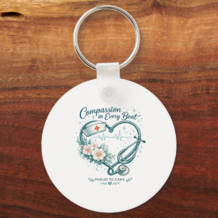 Compassion in Every Beat Nurse Heart Design Keychain