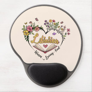 Compassionate Librarian – Floral Heart Design Gel Mouse Pad