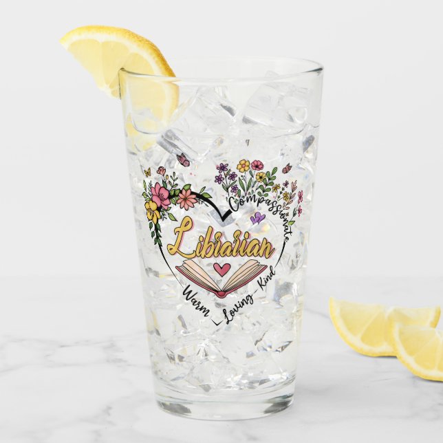 Compassionate Librarian – Floral Heart Design Glass (Front Ice)
