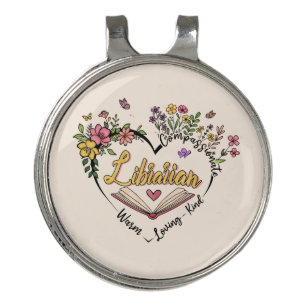 Compassionate Librarian – Floral Heart Design Golf Hat Clip
