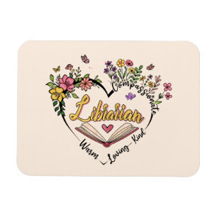 Compassionate Librarian – Floral Heart Design Magnet