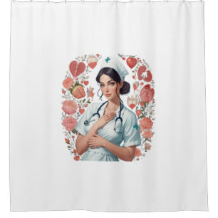 Compassionate Nurse – Elegant Floral Art Illustrat Shower Curtain