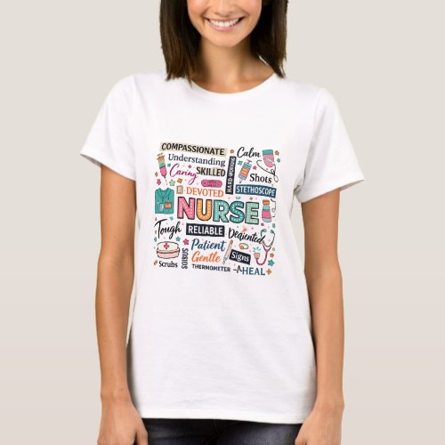 Compassionate Nurse Nursing Words T-Shirt