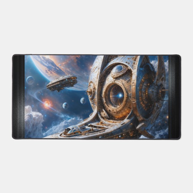 Compellious Galactic Cruiser Al Art by Xzendor7 Desk Mat (Front)