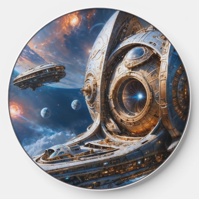 Compellious Galactic Cruiser Al Art by Xzendor7 Wireless Charger (Front)