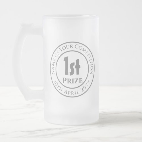 Competition 1st Prize Trophy Award Frosted Glass Beer Mug