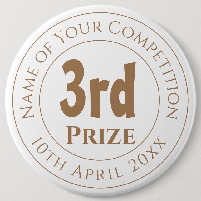 Competition 3rd Prize Trophy Award Coaster Button (Front)