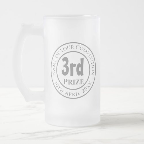 Competition 3rd Prize Trophy Award Frosted Glass Beer Mug