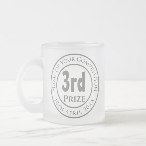 Competition 3rd Prize Trophy Award Frosted Glass Coffee Mug