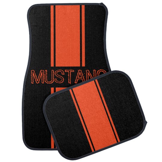 Competition Orange Racing Stripes Car Floor Mat Zazzle Com