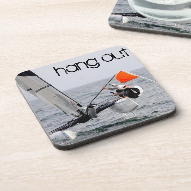 Competition Sailing Catamaran Picture Drink Coaster (Left Side)