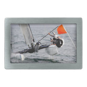 Competition Sailing Catamaran Picture Rectangular Belt Buckle