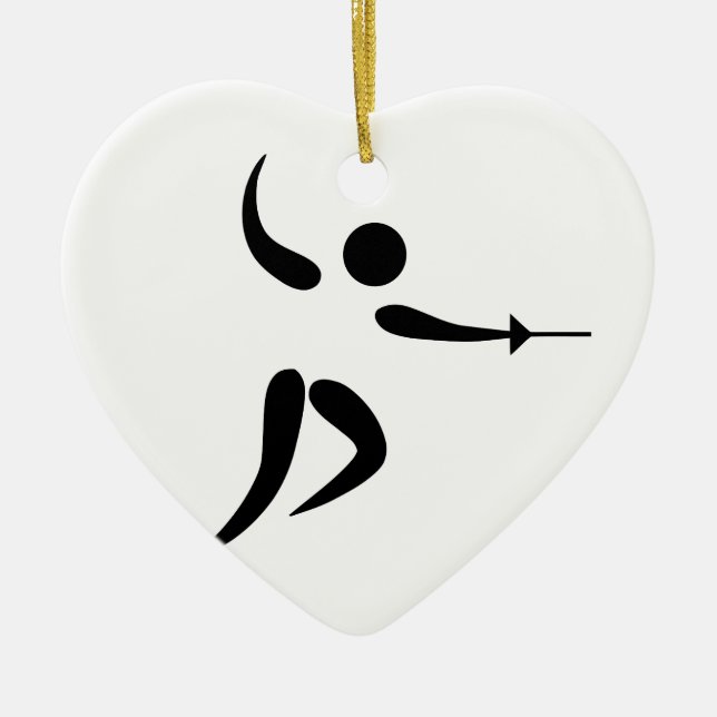 Competitive and Olympic Fencing Pictogram Ceramic Ornament (Front)