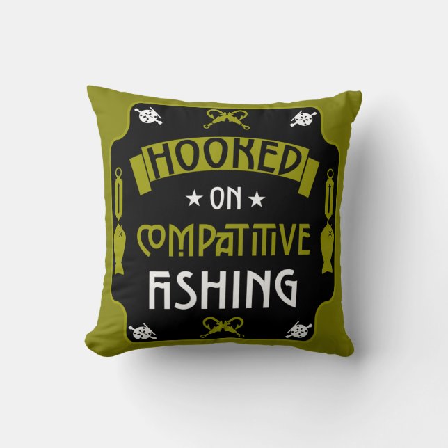 Competitive Fishing Tournament Throw Pillow (Front)