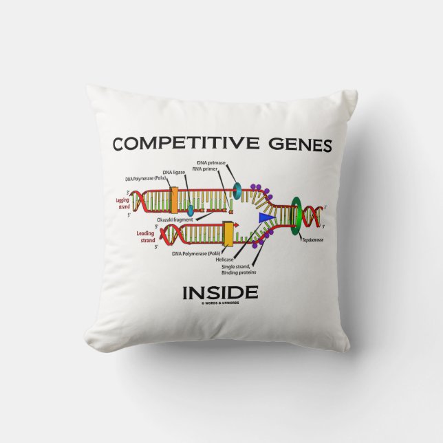 Competitive Genes Inside (DNA Replication) Throw Pillow (Front)