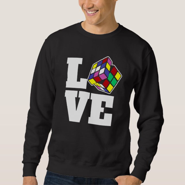 Competitive Puzzle Cube Love Speed Cubing 80's Vin Sweatshirt (Front)